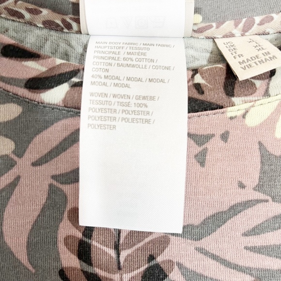 LOGO Lori Goldstein Gray Leaf Multi Print Chiffon Trim Swing Tunic - Size Large - Picture 5 of 5